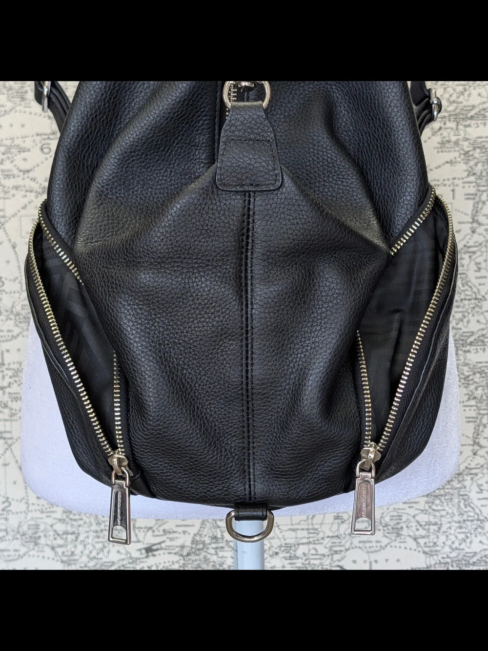 Rebecca Minkoff Julian Black Pebbled Leather Convertible Backpack Bag